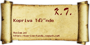 Kopriva Tünde névjegykártya
